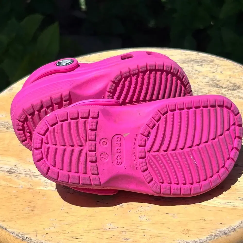Crocs Kids Shoes Pink Classic Clogs Water Shoes Slip On Size 7